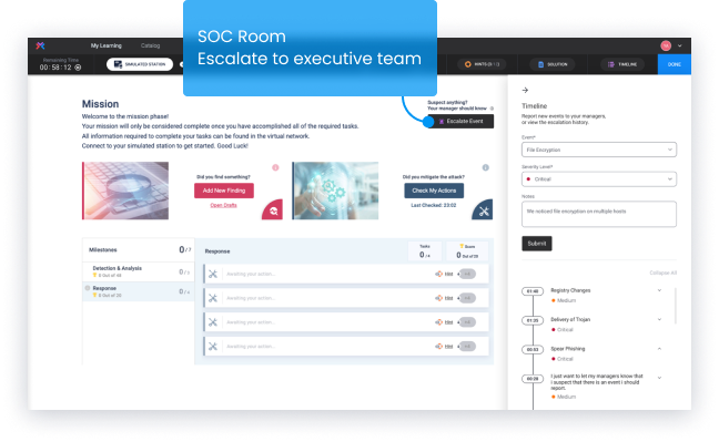 Build cyber readiness and minimize losses with realistic challenging dynamically evolving scenarios